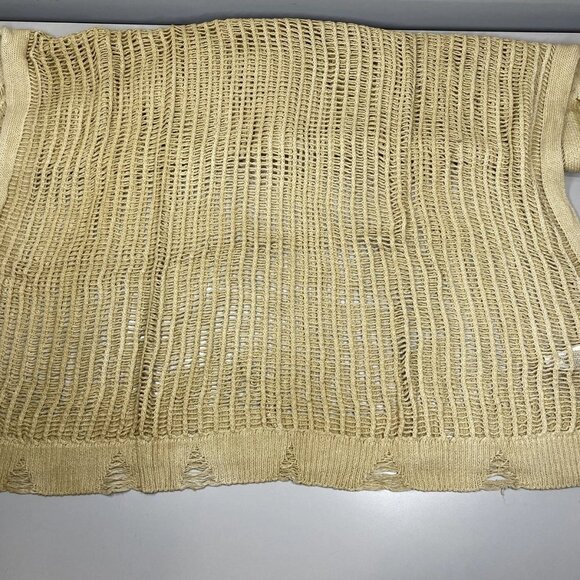 Sanctamuerte Women's Long Mesh Maxi Sweater Size S Sand Shell/Gold – V-Neck, - Picture 5 of 9